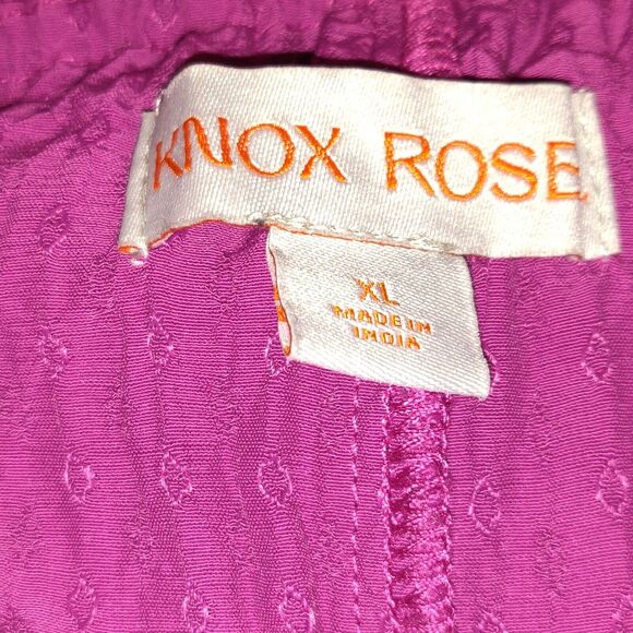 Knox Rose FUCHSIA Peasant Ruffle Top BOHO Off Shoulder Gypsy Flowy Long SleeveXL - Picture 10 of 12